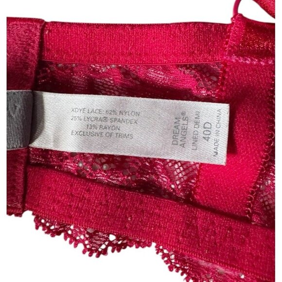 VICTORIA'S SECRET Dream Angels Lined Demi Lace Bra Red Size 40D - Picture 4 of 8
